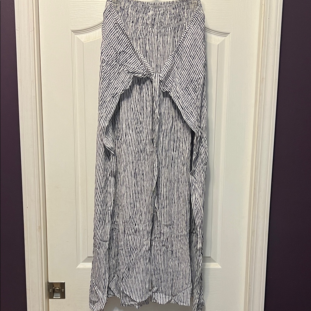 J. Mclaughlin Navy And White Striped Wide Leg Pants